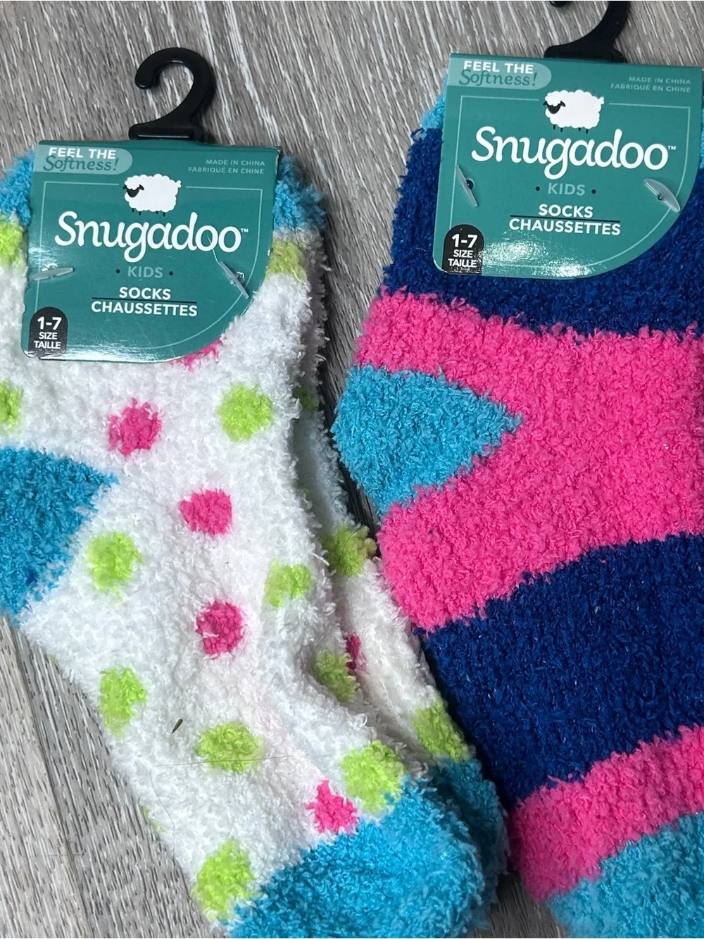 Snugadoo Kids Fuzzy Socks 2-Pack • Plush Cozy Chenille • Polka Dot & Striped •